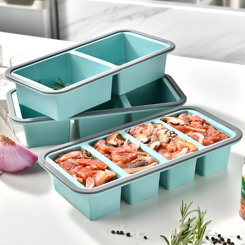 Meal Prep Template - แม่พิมพ์ทำน้ำแข็งก้อนใหญ่-ซุป, ถาดซิลิโคนสำหรับแช่แข็งพร้อมฝาปิดสำหรับซอส, อาหารเหลือ, ภาชนะเก็บอาหารแช่แข็งสำหรับเตรียมอาหารโฮมเมด