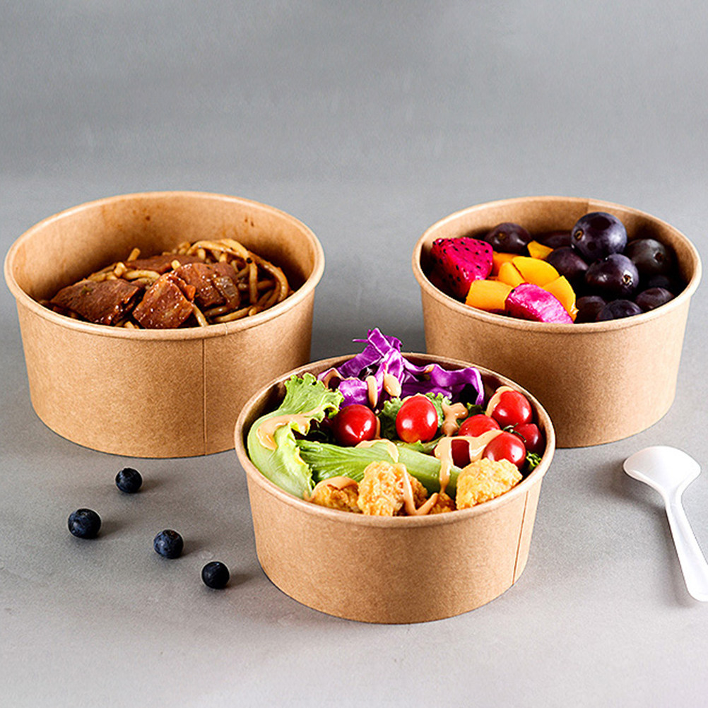 Meal Prep Bowl - 50 ชิ้น ภาชนะใส่อาหารกระดาษคราฟท์ ถ้วยซุปใช้แล้วทิ้ง ชามเตรียมอาหาร บรรจุภัณฑ์สำหรับซื้อกลับบ้าน