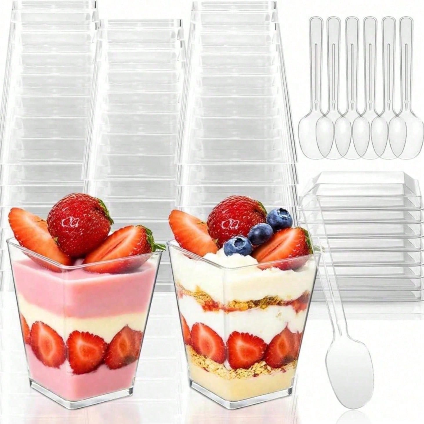 ถ้วยขนมพลาสติกใสทรงสี่เหลี่ยมข - Meal Prep Template บทวิจารณ์และราคา