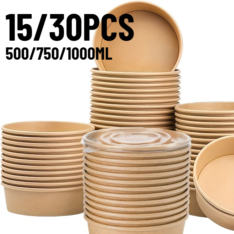 15/30 ชิ้น ชามกระดาษคราฟท์แบบใ - Meal Prep Bowl บทวิจารณ์และราคา