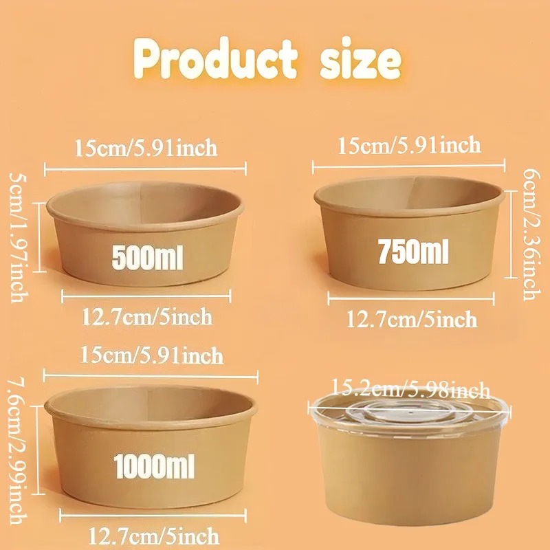 15/30 ชิ้น ชามกระดาษคราฟท์แบบใ - Meal Prep Bowl บทวิจารณ์และราคา